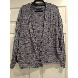 Lane Bryant‎ Plus Size 26/28 Knit Cardigan Tank Top Set Purple Grey Heathered